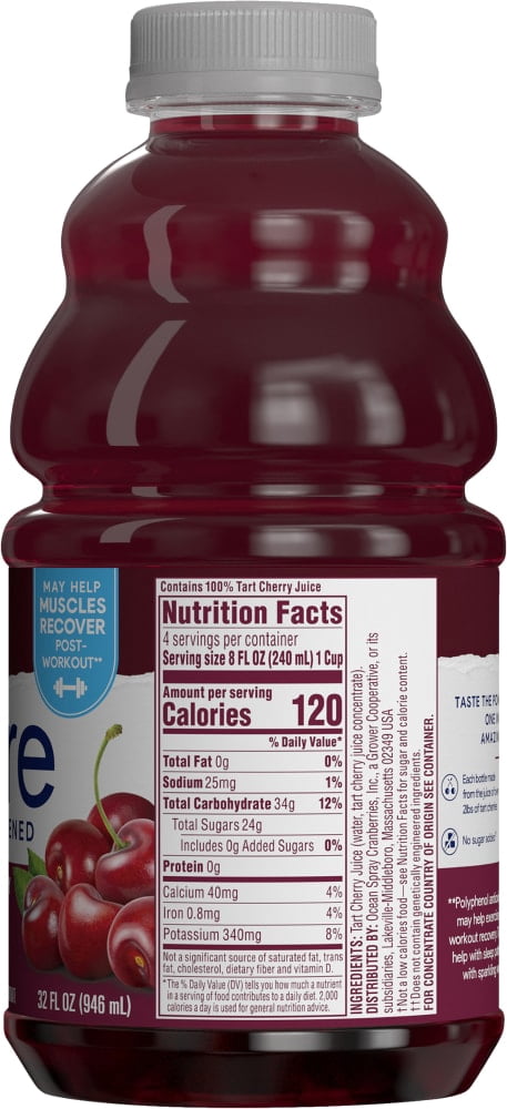 Ocean Spray 100% Pure Tart Cherry Juice 32 fl oz - 3 count
