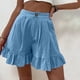 thumbnail image 4 of ICHUANYI Clearance Women's Fashion Solid Color Casual Wide Leg Ruffle Loose High Waist Shorts Pants(Sky Blue, XL) ICHUANYI WER2023080911791, 4 of 7