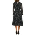 thumbnail image 3 of INSPIRE CHIC Vestido de Mujer Floral con Cuello Alto, Volantes, Manga Larga, Fluido, Chiffon, Corte A, Midi, Negro, S, 3 of 6