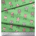 thumbnail image 2 of Soimoi Green Cotton Voile Fabric Skates & Owl Cartoon Print Fabric by the Yard 42 Inch Wide, 2 of 3