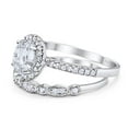 thumbnail image 3 of Moissanite Size-9 Two Piece Oval Half Eternity Band Vintage Style Halo CZ Wedding Set Engagement Ring 925 Sterling Silver Gifts For Her, 3 of 6