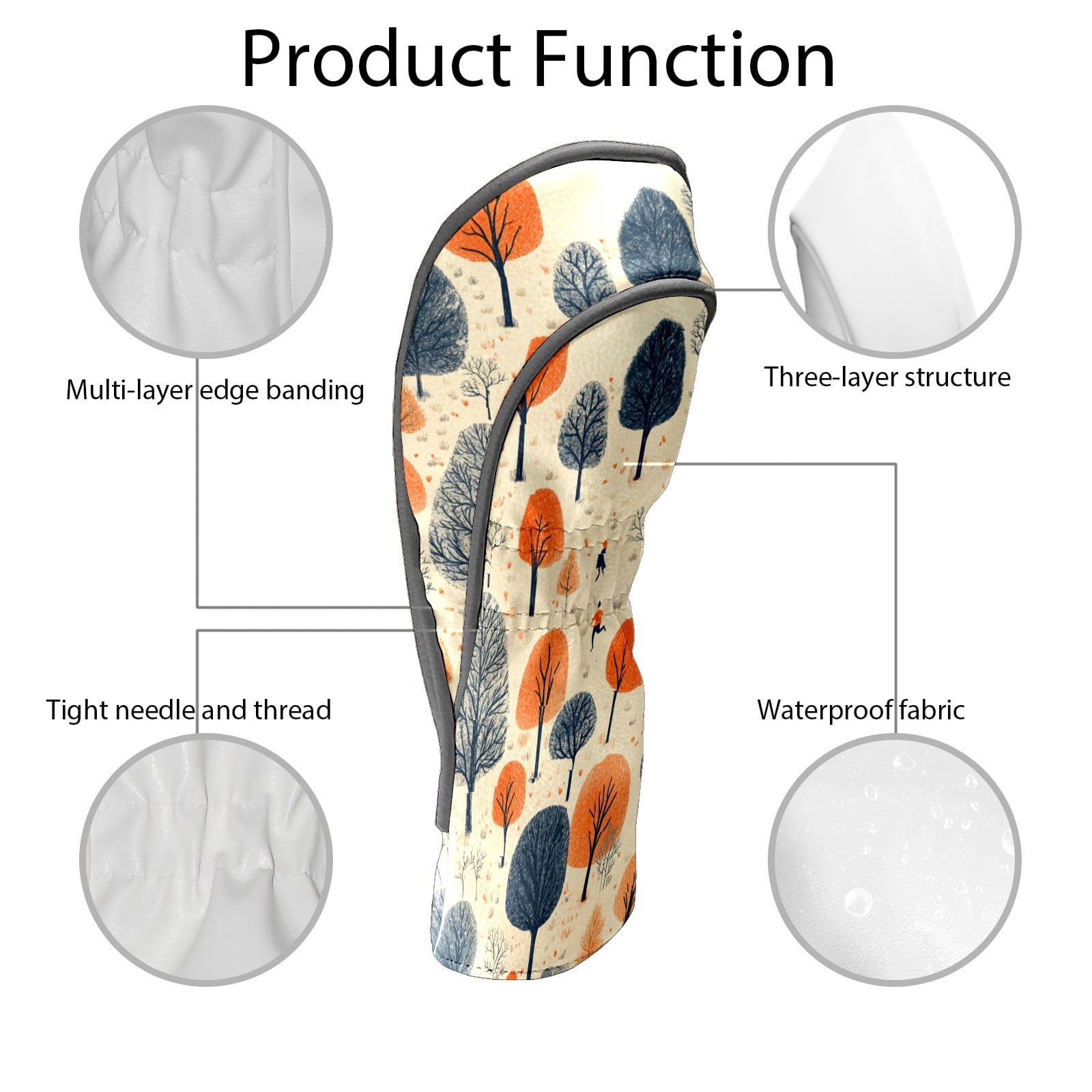 Golf Club Covers PU Leather Waterproof Head Covers for Fairway Woods Hybrids Trees Shrubs