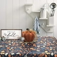 thumbnail image 3 of Thanksgiving Fall Flannel Back Vinyl Tablecloth: Colorful Autumn Leaves Acorns and Berries on Blue 60", 3 of 6