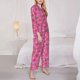 thumbnail image 3 of Balery Strawberry Floral Conjunto de Pijama con Estampado para Mujer, Conjunto de Dos Piezas con Manga Larga, Ropa de Dormir Suave con Bolsillos, Pijamas Cómodos-Medium, 3 of 7