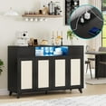 thumbnail image 1 of 47 Inch Modern Entertainment Sideboard with LED Lights & Power Outlet, Rattan & Wood Storage Cabinet, 1 of 8