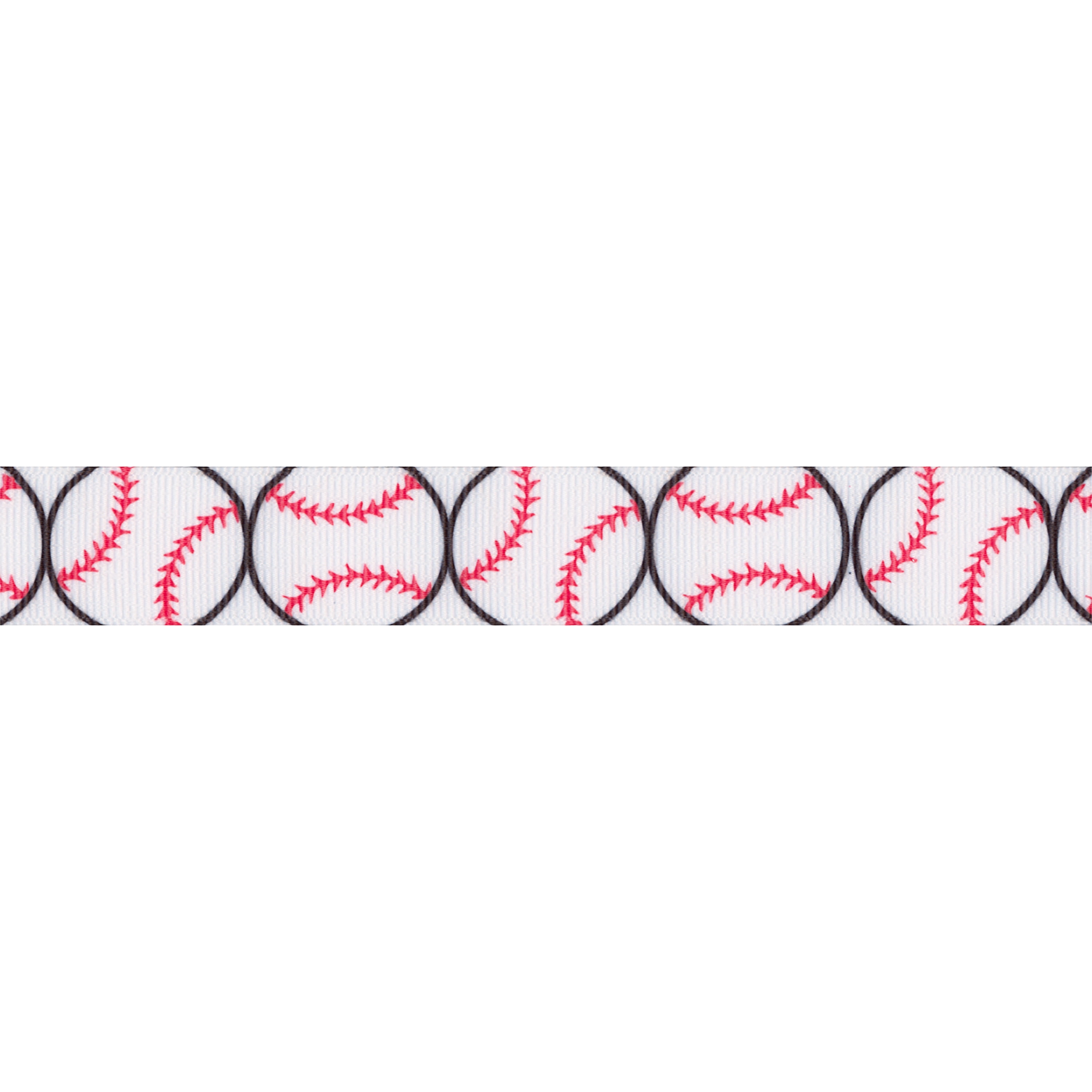 (4 pack) Offray Ribbon, Black White Red 7/8 inch Baseball Grosgrain Ribbon, 9 feet