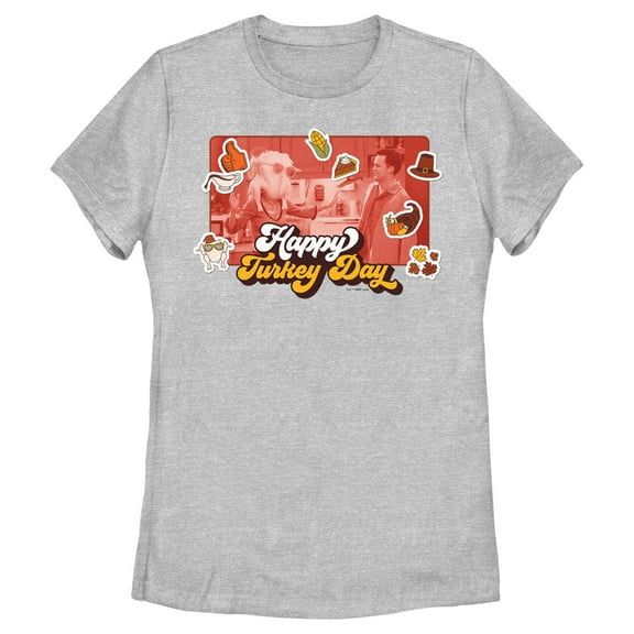 Women's Friends Happy Turkey Day Scene Graphic T-Shirt