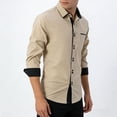 thumbnail image 5 of DeHolifer Mens Dress Shirt Color Block Long Sleeve Business Casual Button Down Work Shirts Khaki L, 5 of 6