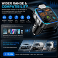 thumbnail image 6 of 54W Bluetooth 5.3 Car Adapter Charger 3-Port Fast Charging [PD36W & QC3.0 20W], Wireless Radio FM Transmitter with Deep Bass Player, LED Backlit, Hands-Free Calling, Support USB Drive,Black, 6 of 7