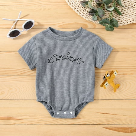 

NIUREDLTD Boys Girls Summer Short Sleeve Cartoon Dinosaur Prints Romper Bodysuit Baby Clothes