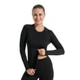 thumbnail image 3 of YUSHOW Womens Compression Shirts Long Sleeve Workout Top Sports Baselayer 3 Pack,Black+Gray+White,S, 3 of 8