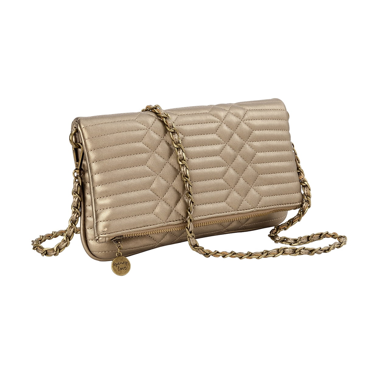 Sydney Love Metallics Quilted FoldOver Clutch Crossbody, Gold