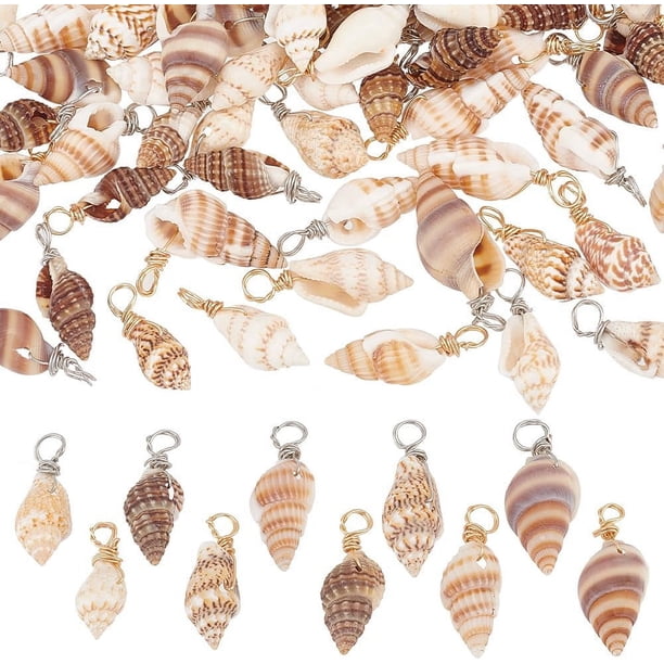 Colgantes de concha, conchas marinas en espiral, dijes artesanales, colgante de conchas marinas cauri, dijes de conchas naturales, caracolas con asa de bucle