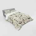 thumbnail image 3 of Beige Duvet Cover Set, Contemporary Illustration of Marine Animals in Retro Style Octopus Crab Seahorse Art, Bedding Set with Shams and Fitted Sheet, 3 Sizes, by Ambesonne, 3 of 3