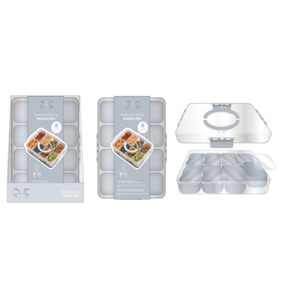 Cook With Color 8-Compartment Snackle Box Food Storage Carrier and Container, Charcuterie Container, Divided Serving Tray with Lids and Handle, Gray, Portable and Dishwasher SafeBrand owner