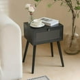 thumbnail image 4 of Small Nightstand with Drawer, Black Modern Bedside Table with Storage, Side Table Bedroom End Table with Storage and Solid Wood Legs for Living Room and Small Space (Black), 4 of 5