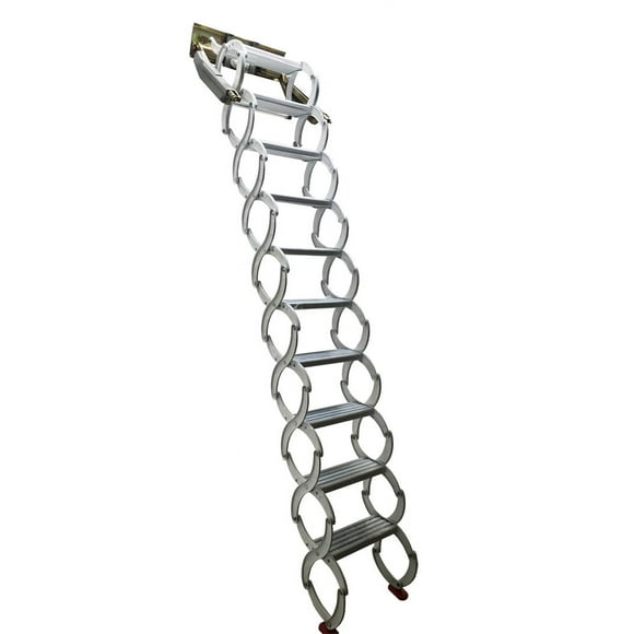 Narrow Wall Mounted Retractable Folding Ladder Loft Stairs 10+2 Steps Al-Mg Alloy White