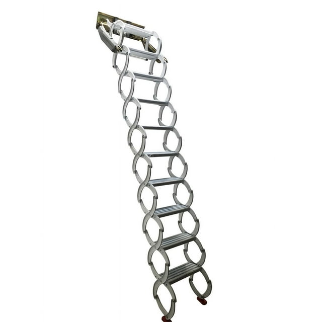 Échelle Étroite Murale Rétractable Pliable Escaliers de Loft 10+2 Marches Alliage Al-Mg Blanc