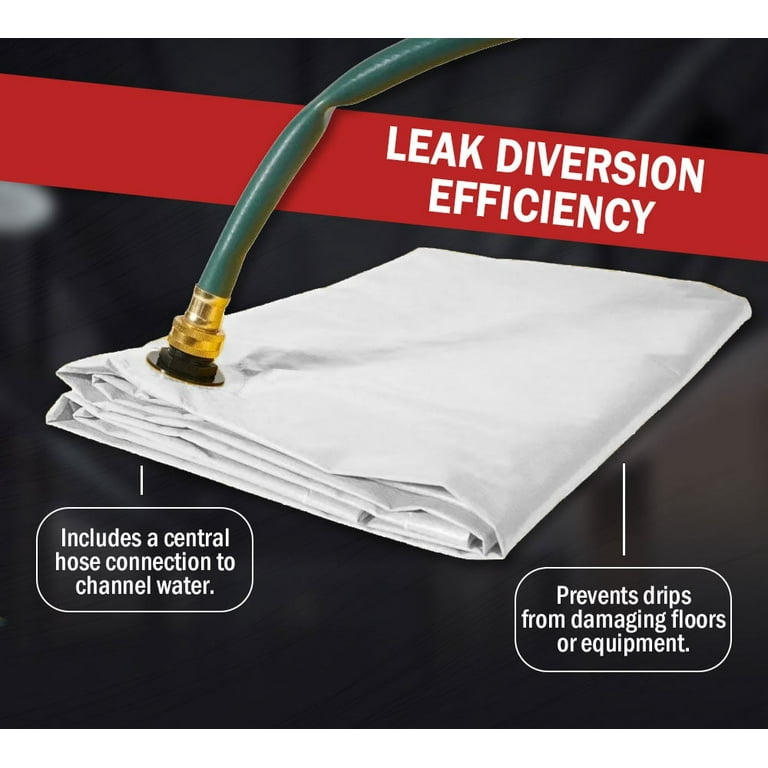 Emergency Roof Leak Diverter Tarp Kit 5x5 Ft With Hose – Stops Ceiling Water Damage