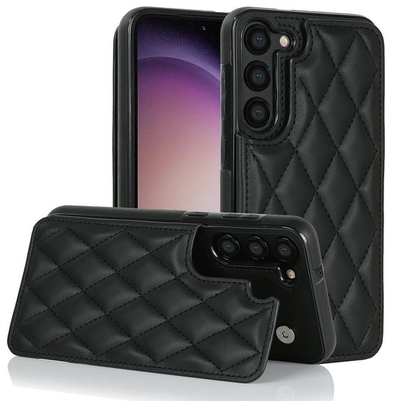 Mantto for Samsung Galaxy S23 Back Wallet Case, Card Slots Holder RFID Blocking Luxury PU Leather Shockproof Cover, Double Magnetic Buttons Kickstand Case for Samsung Galaxy S23,Black