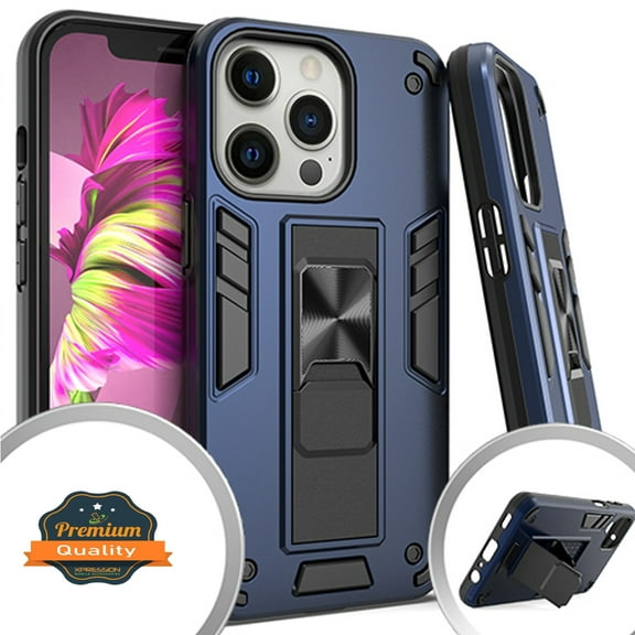 Xpression Case for Apple iPhone 13 Pro Max (6.7") with Built-in Slide Stand Shockproof Armor Heavy Duty Dual Layer [Military Grade] Rugged Phone Cover [Blue]