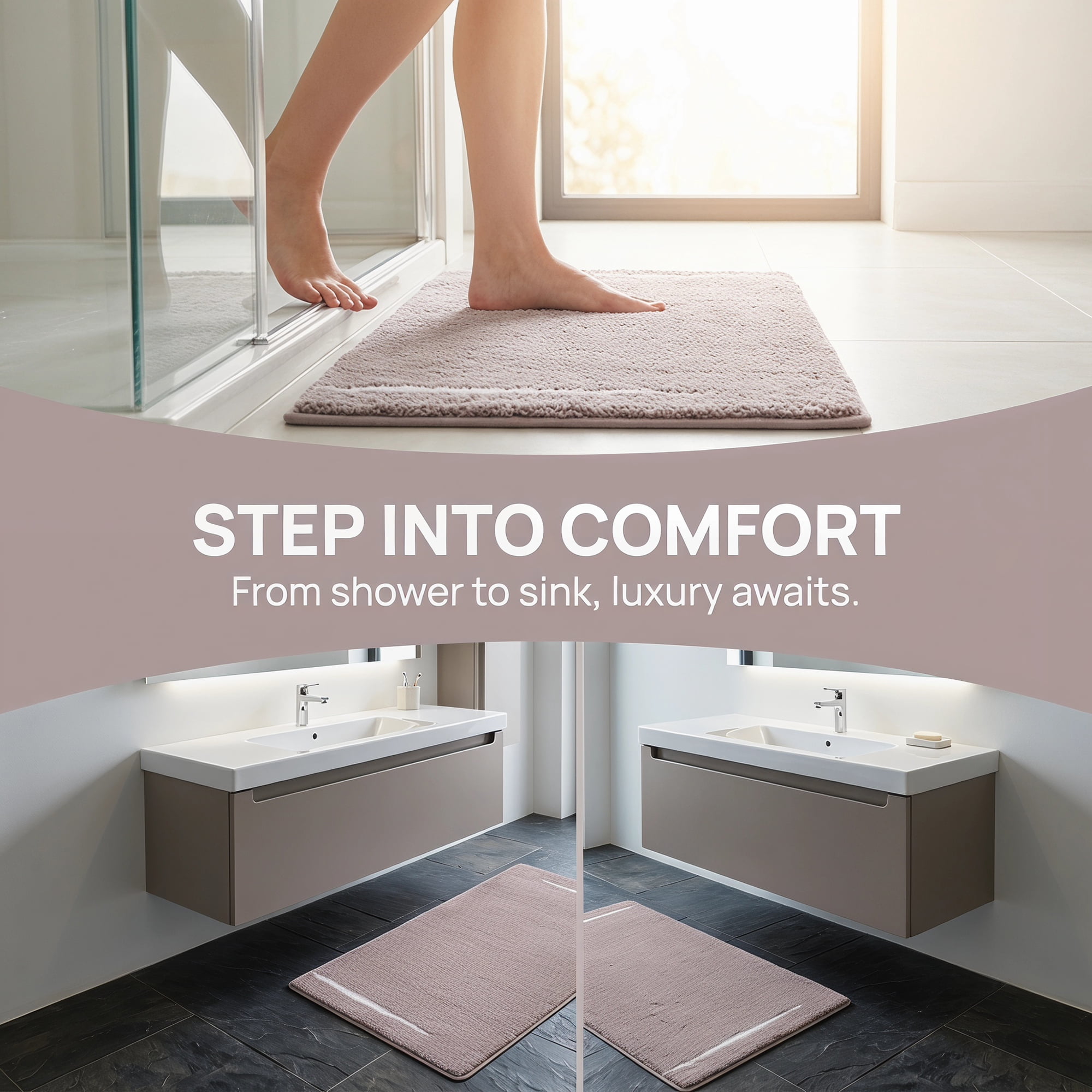 Unique Bargains Luxury Soft Shaggy Absorbent Microfiber Bath Mat Brown 32" x 20"