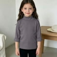 thumbnail image 2 of larppty Boys Girls Soft Long Sleeve Turtleneck Shirts Solid Color Autumn T-Shirt for Kids(Grey,3-4 Years), 2 of 5
