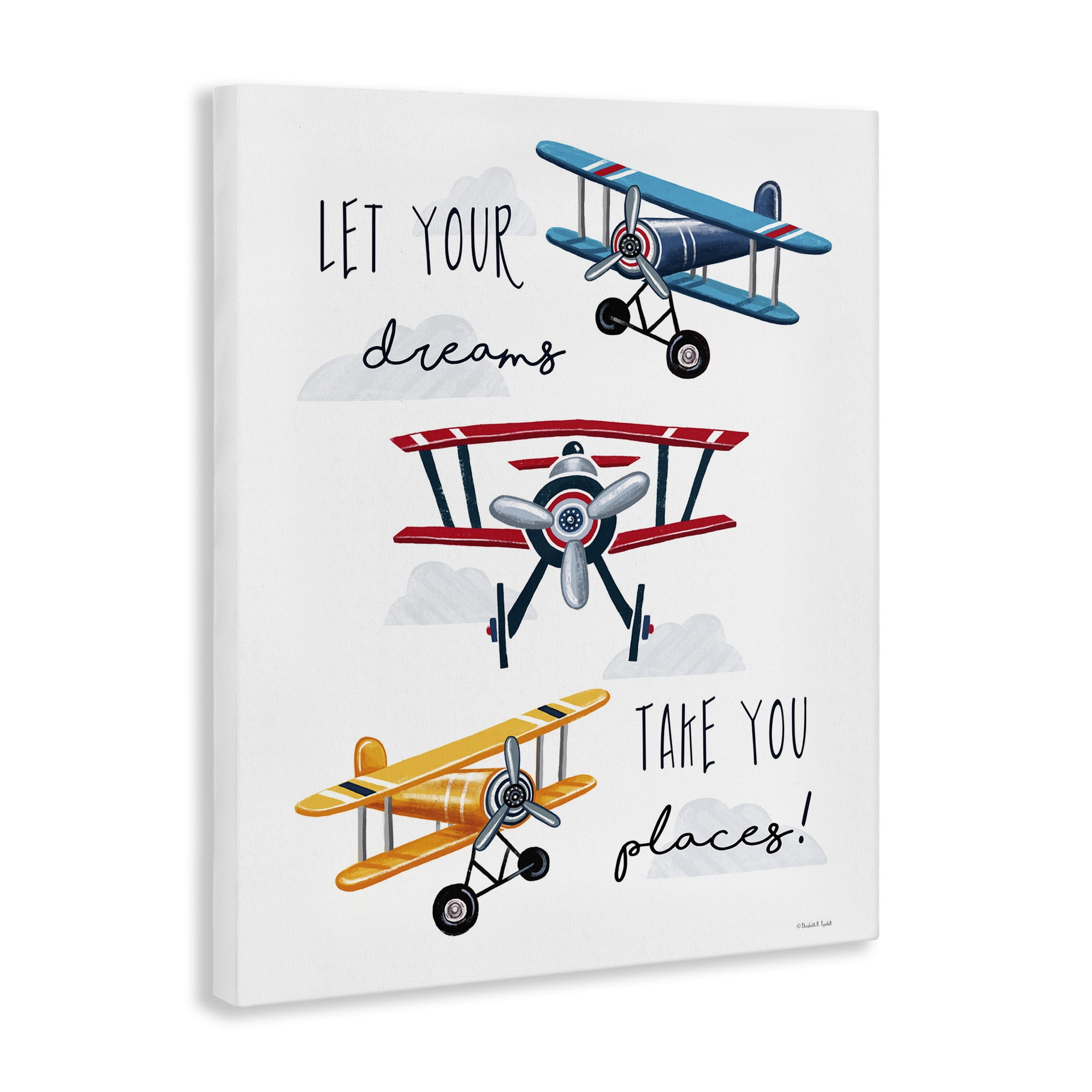 Stupell Industries Dreams Take You Places Transportation Painting Gallery Wrapped Canvas Art Print Wall Art, 36 x 48