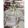 thumbnail image 5 of Outdoor Tablecloth with Umbrella Hole for Patio/Picnic/Party/Camping, Green Stripes Texture Waterproof Table Cloth Round Cover Washable, Retro Minimalist Geometric Lines Art (Dia 54"), 5 of 8