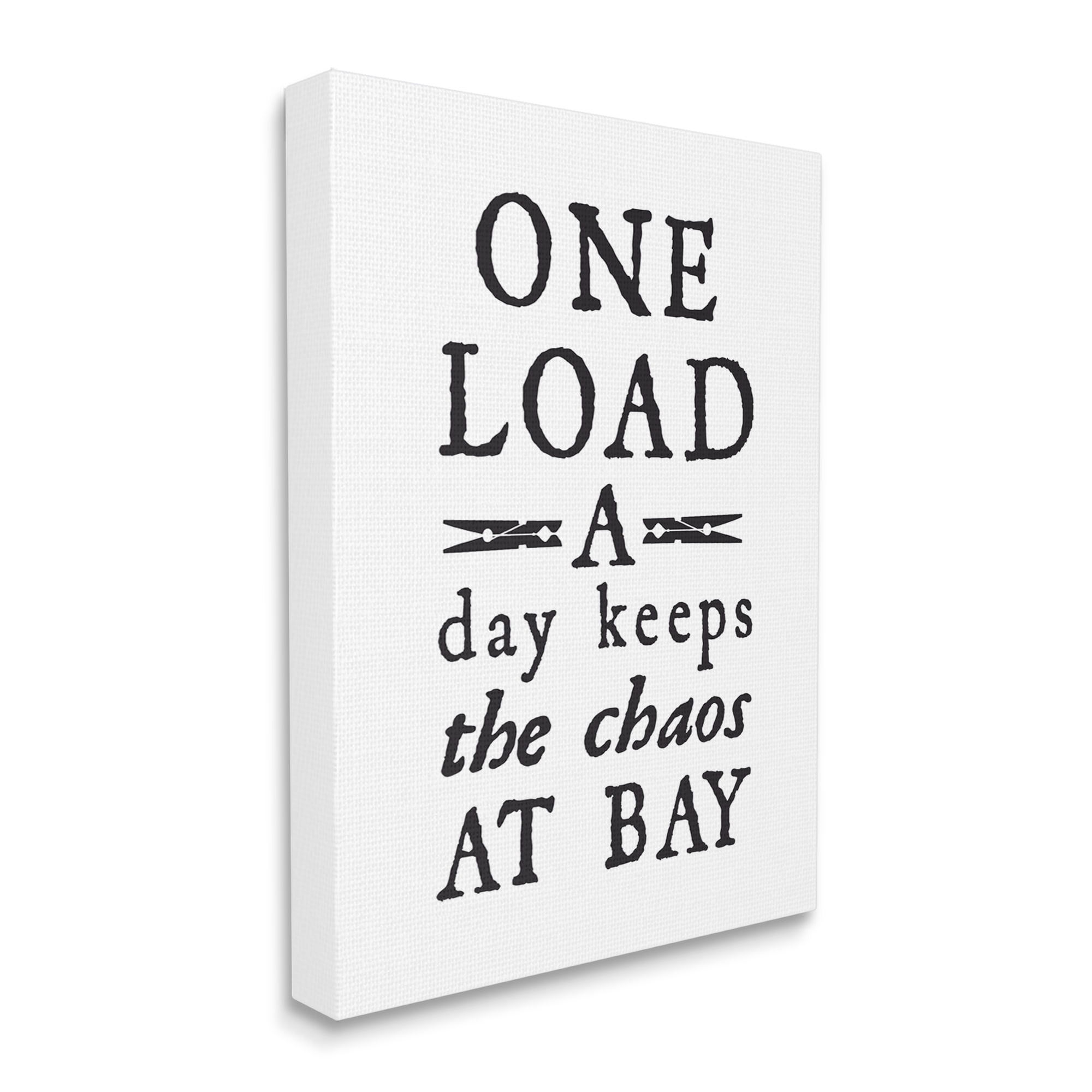 Stupell Industries Laundry Clothespin Distressed Text Phrase Sign Graphic Art Gallery Wrapped Canvas Print Wall Art, Design by Lettered and Lined