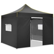 10x10 Ft Pop Up Canopy Tent with Removable Sidewalls, Commercial Instant Gazebo Tent, Outdoor Canopy Tents for Party/Exhibition/Picnic with Carry Bag, Warehouse Clearance, Black