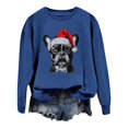 thumbnail image 4 of Fiaer Crew Neck Women Christmas Sweatshirts Long Sleeve Fog Printed Tops Plus Size Casual Fashion Fall Cozy Pullover Dark Blue M, 4 of 5