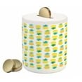 thumbnail image 1 of Green and Yellow Piggy Bank, Fresh Hawaii Foliage with Blooming Leaves on Fruits, Ceramic Coin Bank Money Box for Cash Saving, 3.6" X 3.2", Apple Green Sea Green, by Ambesonne, 1 of 4
