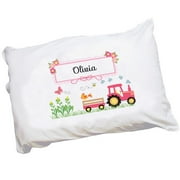 Personalized Pink Tractor Pillowcase