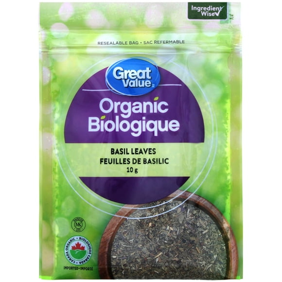 Feuilles de basilic biologique Great Value