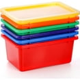 thumbnail image 4 of Nicunom 6 Pack Small Cubby Bins Storage Bins with Lids, 5 Qt Plastic Storage Bins Colorful Toy Storage Containers, Stackable Organizer Cubbies for Classroom Home, 4 of 8