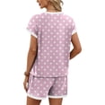 thumbnail image 6 of Domzest Womens 2 Piece Polka Dots Short Sets Short Sleeve Crew Neck Shirts & Elastic Waist Shorts 2026 Summer Lounge Set for Both Homewear and Going Out Light pink M, 6 of 6