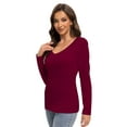 thumbnail image 4 of Women Shirts V Neck Long Sleeve Tops T-Shirt Basic Tees, 4 of 4