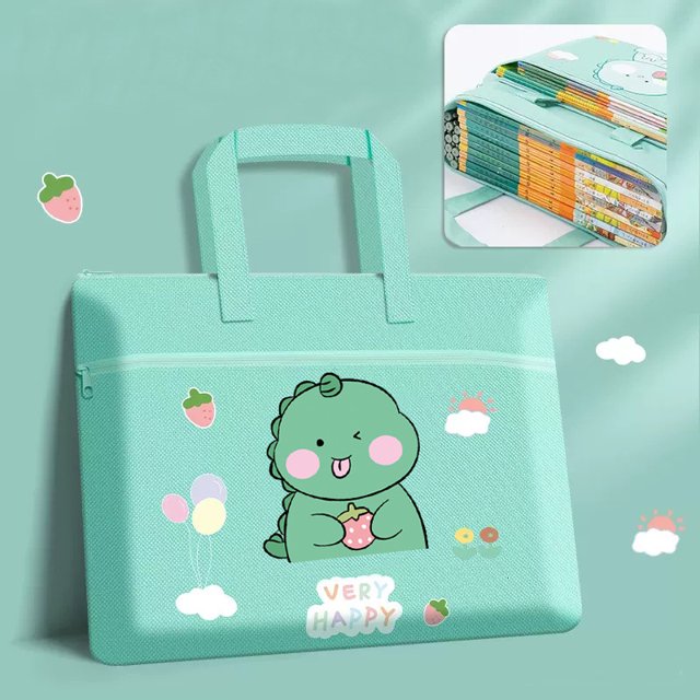 Cute Cartoon Printing Laptop Briefcase Portable Tote Bag For Student Book Storage Bag Handbag 03