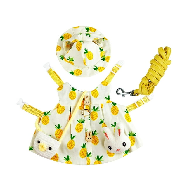 Conjunto de correa de arnés de chaleco de conejo, collares de disfraz de vestido Mini sombrero Ropa de suave para hámster, ardilla, animal Amarillo Gloria Arnés de conejo