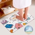 thumbnail image 4 of GZHJMY Bathroom Mat set of 3， Set of Cute Doodle 3 Pieces Bath Mats Set for Bathroom, Vintage Style Non-Slip Washable Cover Floor Rug Decorations for Kitchen Bathroom Bedroom, 4 of 6