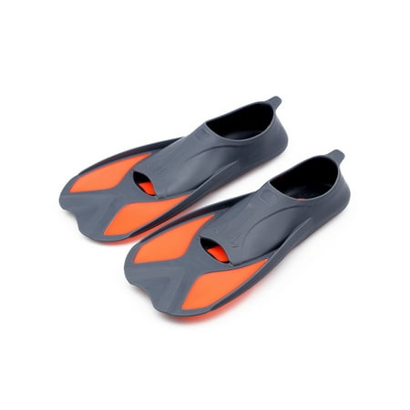 

Ferndule Girls Comfort Short Flippers Surfing For Lap Swimming Flat Swim Fins Training Diving Snorkeling Shoes Dark Gray Orange 11C-11.5C