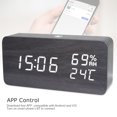 thumbnail image 2 of LED Digital Wooden Alarm Clock App Control Time/Temperature/Humidity/Date Display Electronic Desktop Clock 4-Level Brightness Sound Control USB Rechargeable or Battery Powered, 2 of 8