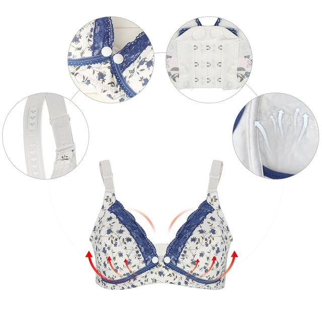 Brasier de Lactancia Ecomeon de Encaje Floral Algodón Abierto Frontal Multicolor 40/90 Azul