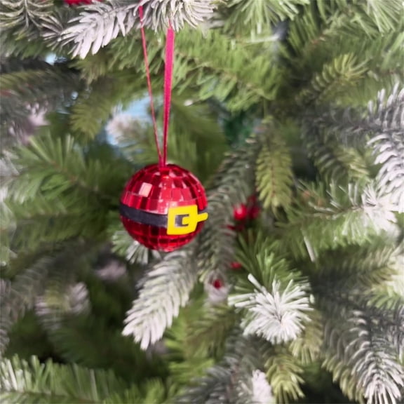 Christmas Tree Decor Ornaments, Party Festival Santa Claus Belt Red 5CM Glass Mirror, Christmas Tree Decoration Pendant for Holiday Tree, Room Display, Party Decorations