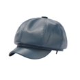 thumbnail image 2 of Womens PU Leather Newsboy Cap 8 Panel Paperboy Newsie Cap Bakerboy Beret Cabbie Hat Blue One Size, 2 of 3