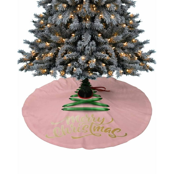 Pink Christmas Tree Christmas Tree Skirt 36 Inches Large Christmas Skirt Tree, Green Xmas Tree Merry Christmas Tree Skirt Christmas Decorations for Fireplace Party Holidays Indoor Outdoor