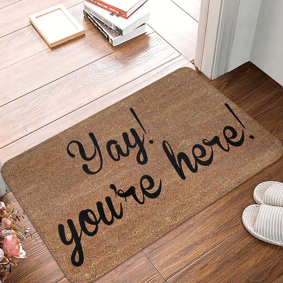 Doormat Welcome Mat Door Mats Outdoor Yay You're Here Doormat Indoor for Entryway,Welcome Mats for Front Door, Funny Classroom Decorations Mats Kitchen Mats 16x24 Inch