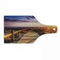 thumbnail image 1 of Landscape Cutting Board, Sunset with Clouds in Cabo de Gata Nijar Natural Park Bridge Way with Fences, Decorative Tempered Glass Cutting and Serving Board, Wine Bottle Shape, Multicolor, by Ambesonne, 1 of 1
