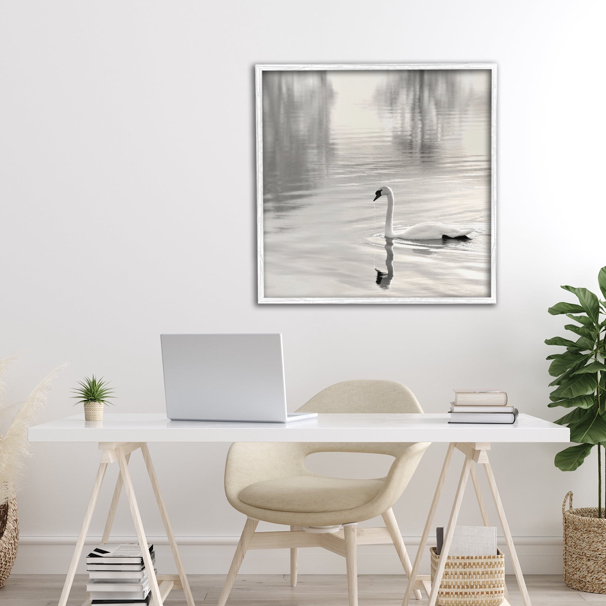Stupell Industries Morning Sunlit Swan White Framed Giclee Art, design by Nicholas Bell